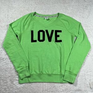 Vintage Y2K Victoria’s Secret PINK Neon Green V Neck Sweatshirt